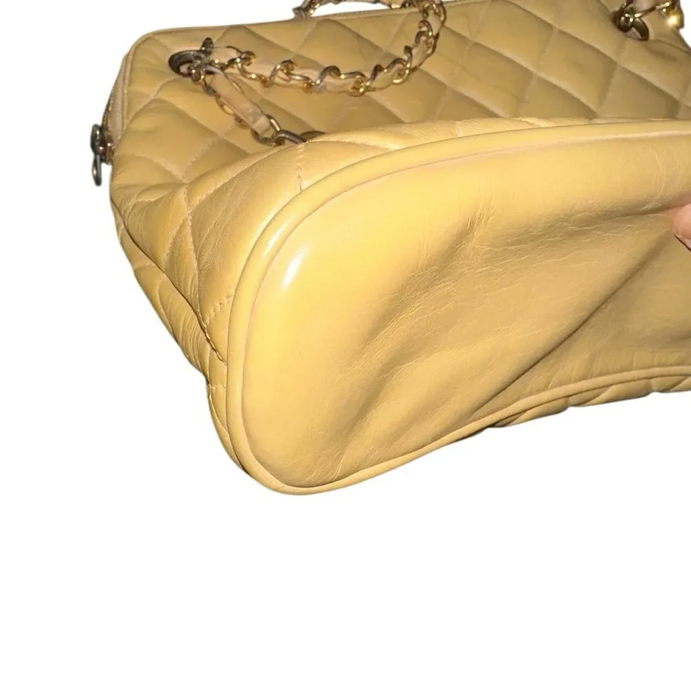 CHANEL Yellow Quilted Shoulder Bag with Chain Strap - Picture 10 of 16